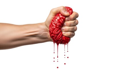 Hand Squeezing a Brain Representing Stress Pressure and Mental Health