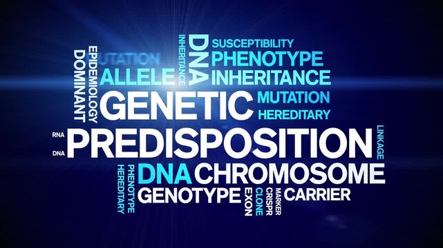 Genetic Predisposition animated word cloud-text design animation tag kinetic typography seamless loop.