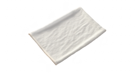 A pristine white towel laid flat on soft. golden sand. capturing the essence of relaxation and tranquility. ideal for beach or spa-themed visuals