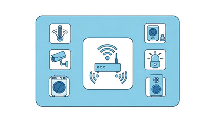 Smart Home Automation and Connectivity Icons for IoT Devices and Network Management