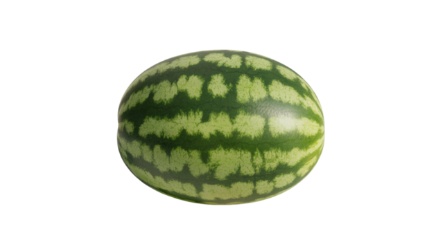 Whole ripe watermelon isolated on transparent background
