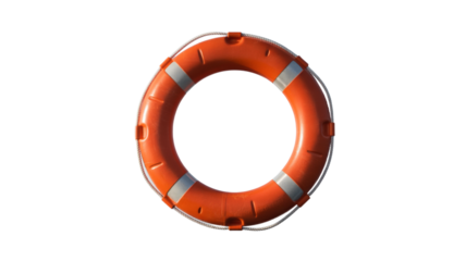 Orange life preserver ring isolated on transparent background