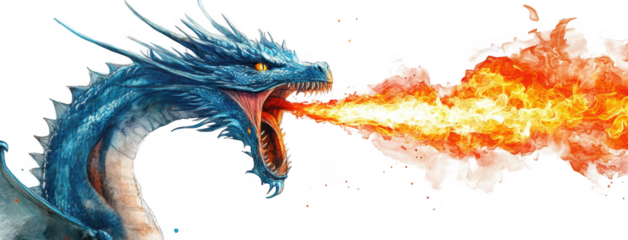 A majestic dragon unleashing a fiery breath against a backdrop of swirling colors. symbolizing power and fantasy. perfect for creative projects or storytelling