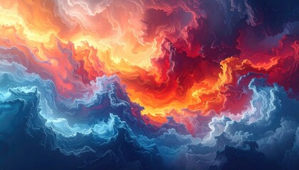 Abstract fiery and icy cloudscape