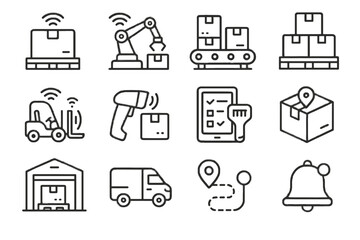 Sensors dock icon vector delivery barcode map smart icons package inventory warehouse