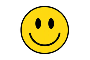 Fototapeta premium Yellow smiling face icon showing positive mood and happiness symbol, 2d graphic illustration with transparent background