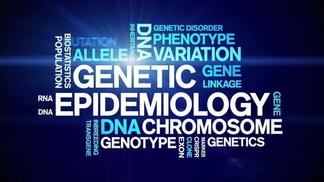 Genetic Epidemiology animated word cloud-text design animation tag kinetic typography seamless loop.