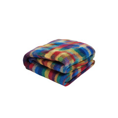 Colorful plaid blanket folded on white background  