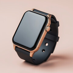 A stylish wearable technology device with a blank screen, presented as a versatile mockup on a soft pink background for app design