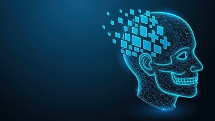Obraz premium Digital brain with scattered data blocks representing artificial intelligence