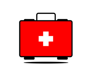Red and White First Aid Kit Vector Icon | Medical Emergency, Health, and Safety Symbol