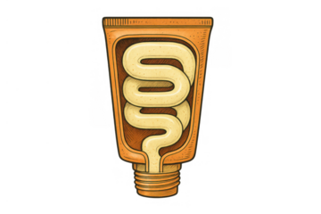Cream tube cross section revealing content, illustrating cosmetic, medical, or food product packaging design