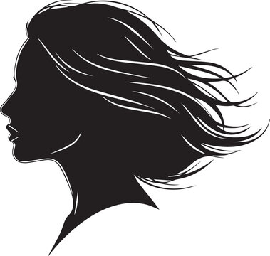 Woman Profile Silhouette With Flowing Hair vector illustration