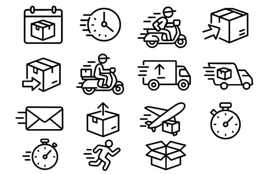 Mail shipping same parcel vector box icon cargo air quick day fast