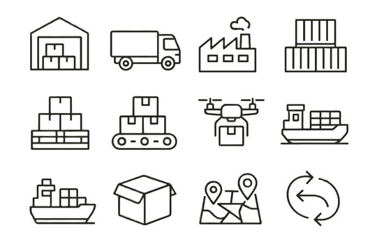 Belt box ship icon warehouse train vector integrated icons storage logistics pallet