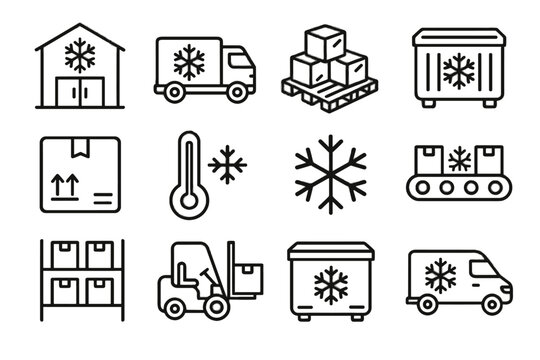 Refrigerated gauge rack truck chain ice vector thermos cold storage temperature icon