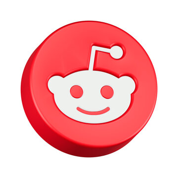 3d rendering icon reddit red round button