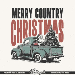 vintage retro car poster merry christmas