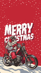 vintage motorcycle on red background merry christmas