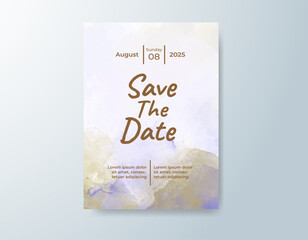 Romantic wedding invitation with airy watercolor blend.