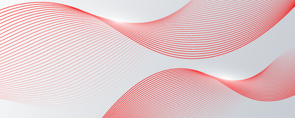 Red stripes on a white background. Creative line art. Red waves with lines. Curved wavy line, smooth stripe. eps10