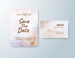 Romantic wedding invitation with airy watercolor blend.