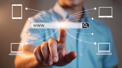 Website search connection and online navigation concept
