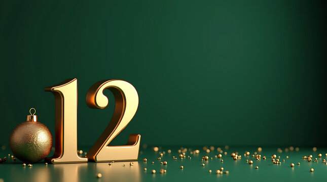 Gold christmas countdown december advent calendar twelfth day festive