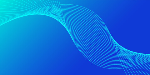 Abstract blue vector banner. Minimalist background with trendy wavy lines for business presentations, web header designs with copy space for text.