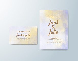 Romantic wedding invitation with airy watercolor blend.