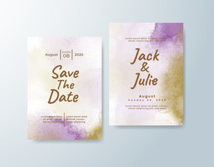 Romantic wedding invitation with airy watercolor blend.