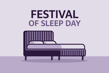 Festival of Sleep Day purple bed illustration  

