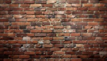 Natural red brick wall with raw, imperfect texture for rustic and earthy visual themes.