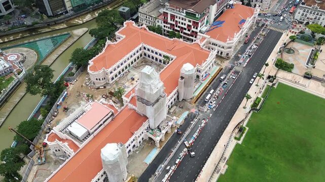 Sultan Abdul Samad Building under construction in Merdeka Independence square Kuala Lumpur Malaysia