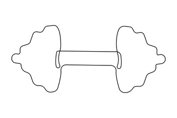 Dumbbell continuous one line drawing minimalist vector isolated flat sketch illustration
