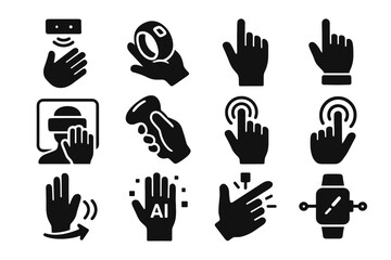 Obraz premium Device control vector vibration gesture motion signal movement icon icons ar interface