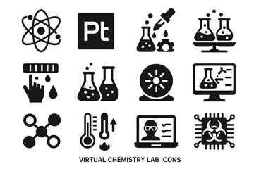 Chemistry model icon bond reaction gauge vector strip lab virtual detector compound