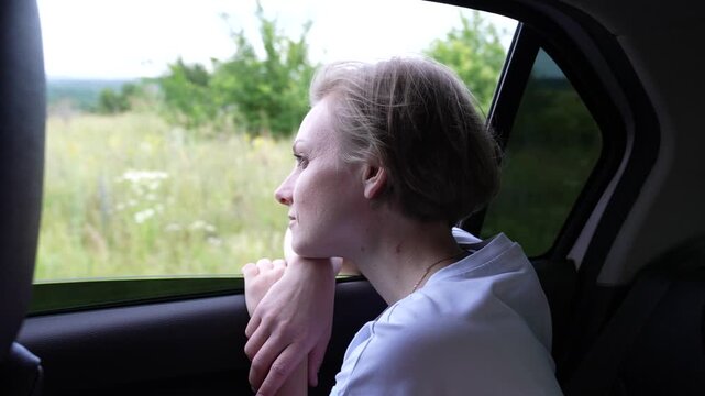 Silent joy of travel, Embracing outdoor moments, Looking at endless fields, Minimalist travel scene, Woman s travel thoughts, Summer countryside, Inspiration on the move, Happiness in simplicity, Soft