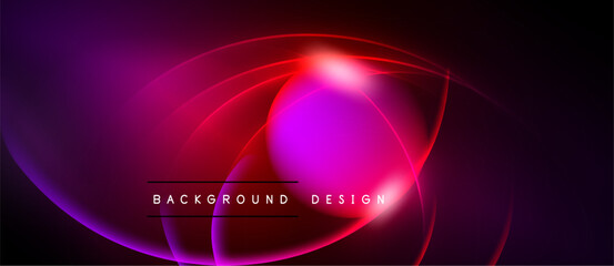 Abstract neon design. Vibrant pinks, reds blend into dark background. Circular shapes create dynamic visual effect. Modern, stylish.