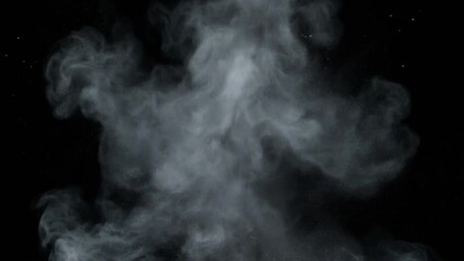 Gray smoke swirling against a dark background with a moody atmosphere.