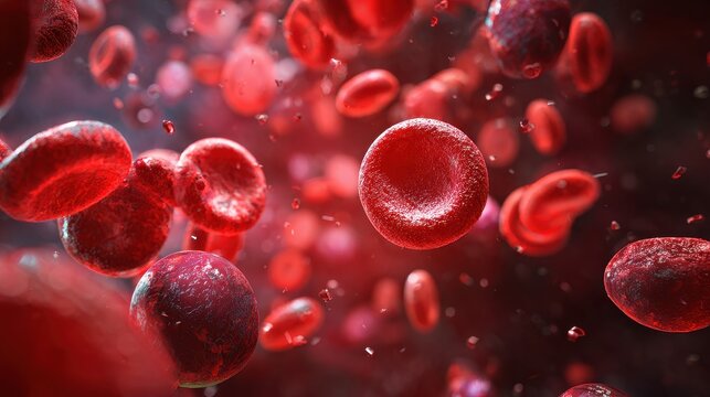 Red blood cells floating in a microscopic view showcasing their structure and movement in the bloodstream