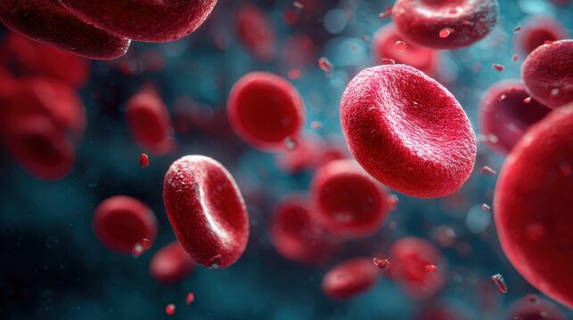 Explore the fascinating world of red blood cells moving through a vibrant bloodstream in a close-up visual representation of human biology
