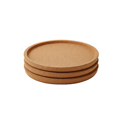 Wooden trays stacked in a minimalist style on white background  