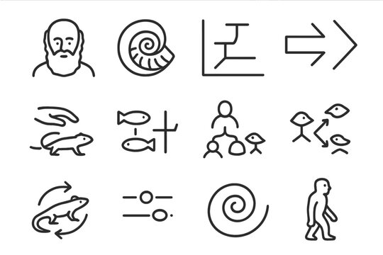 Vector species evolutionary natural ancestral missing biology symbol speciation icons mutation genetic