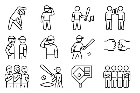 Cap ritual baseball icon chant icons vector high hand flip dugout meeting