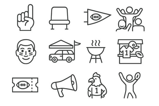 Celebration icons mascot team party stadium cheering football vector stand icon crowd