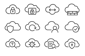 Fototapeta premium Icons transfer compliance cloud data detection icon encrypted security threat shield vector