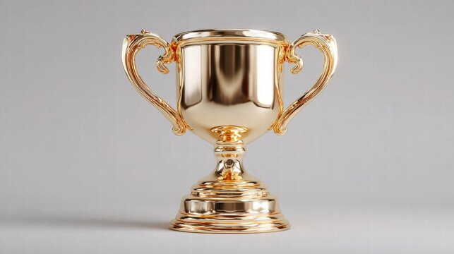 A beautifully crafted gold trophy, a classic symbol of success and victory, isolated on a simple background.
