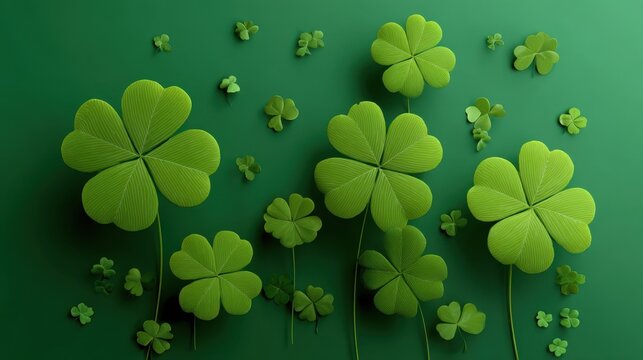 Shamrocks display bright green leaves on a vibrant background to celebrate St Patricks Day full of festive spirit and nature's beauty