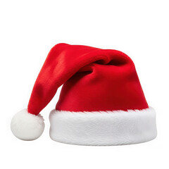 Classic red santa hat with white pom-pom for festive holiday joy.